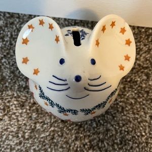 Vintage Handmade in Poland mouse coin bank